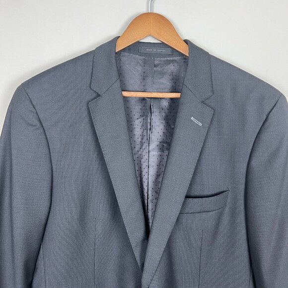 Hugo Boss Sport Coat Blazer Jacket Mens 42R Two Button Black Gray Super 100 Wool - Picture 6 of 16